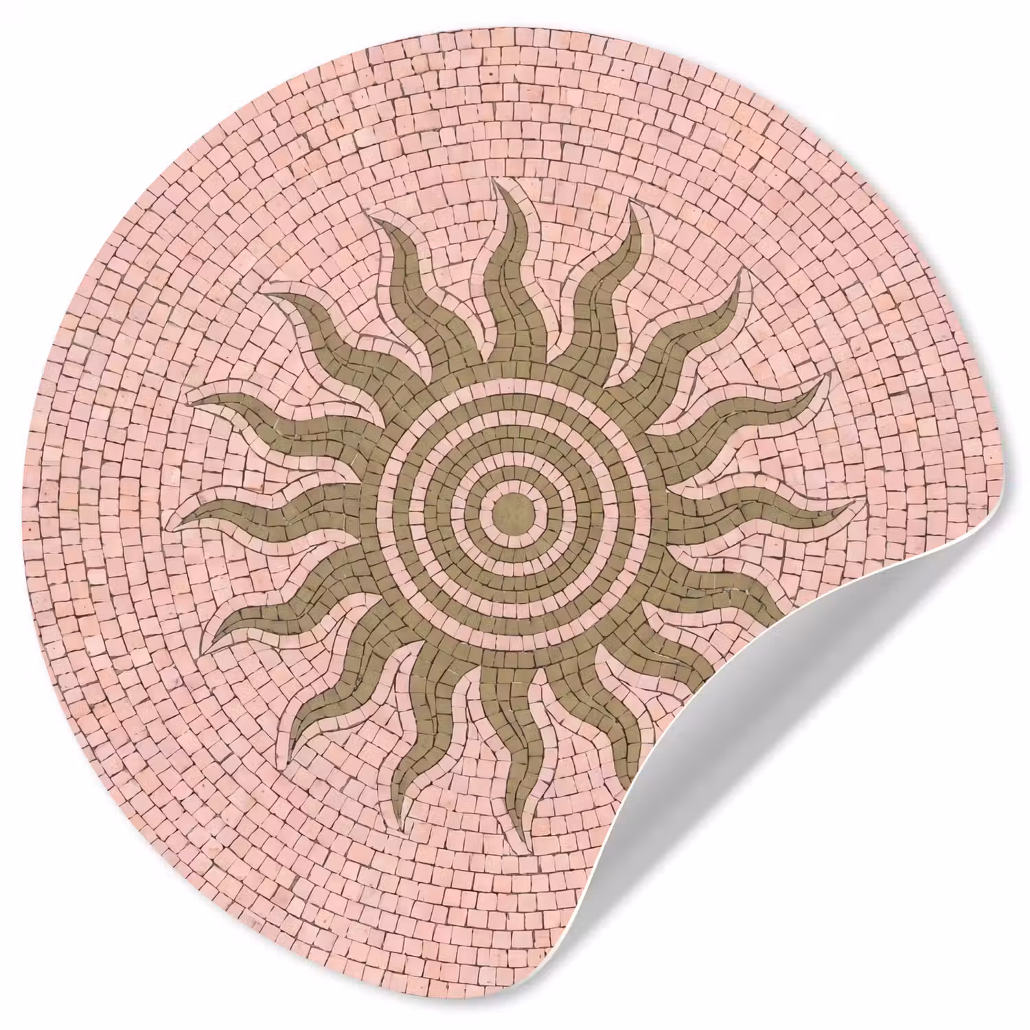 Mozaïek - Zon - Patroon - Klassiek - Roze Wandcirkel behangsticker klein -3d