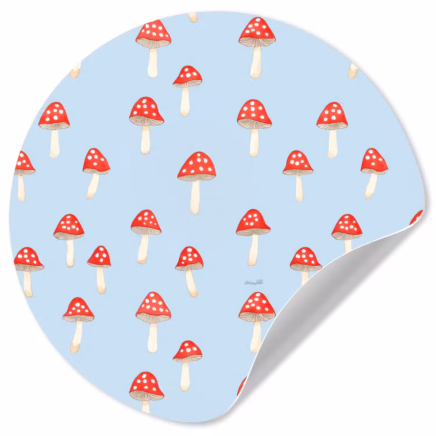 Paddenstoel -Sprookje - Blauw Wandcirkel behangsticker klein 186 -3d