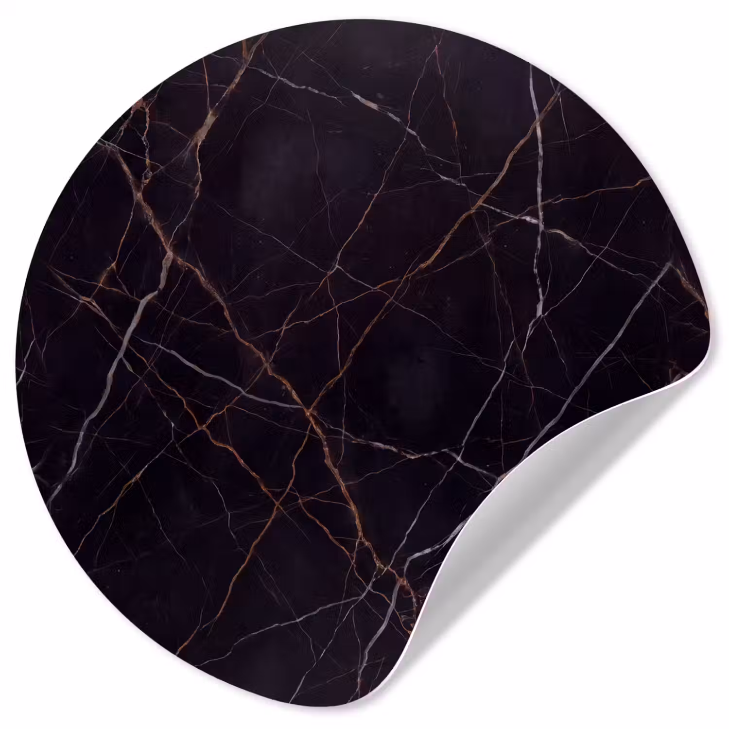 Natuursteen - Marmerpatroon - Abstract - Modern - Zwart - Goud Wandcirkel behangsticker klein -3d