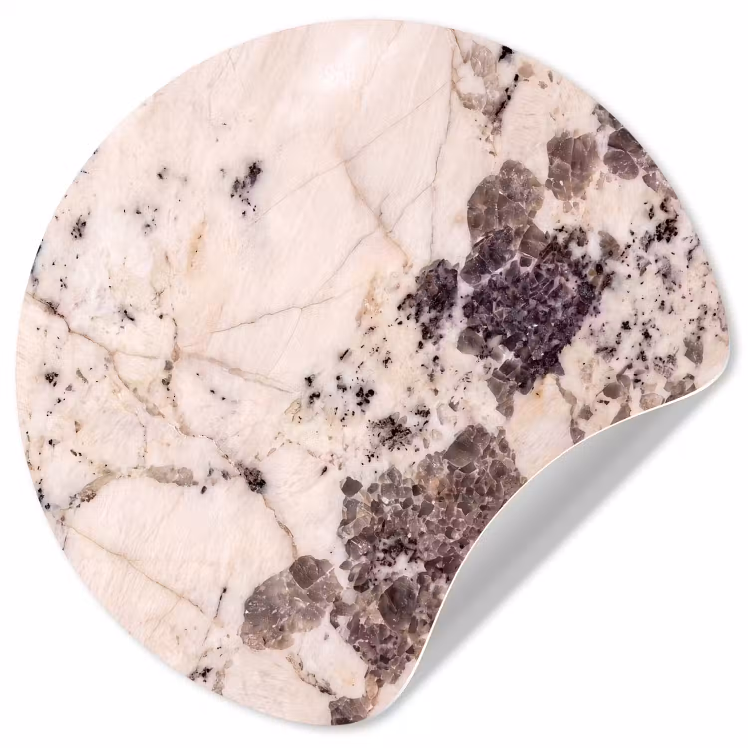 Natuursteen - Patroon - Abstract - Beige - Grijs Wandcirkel behangsticker klein -3d