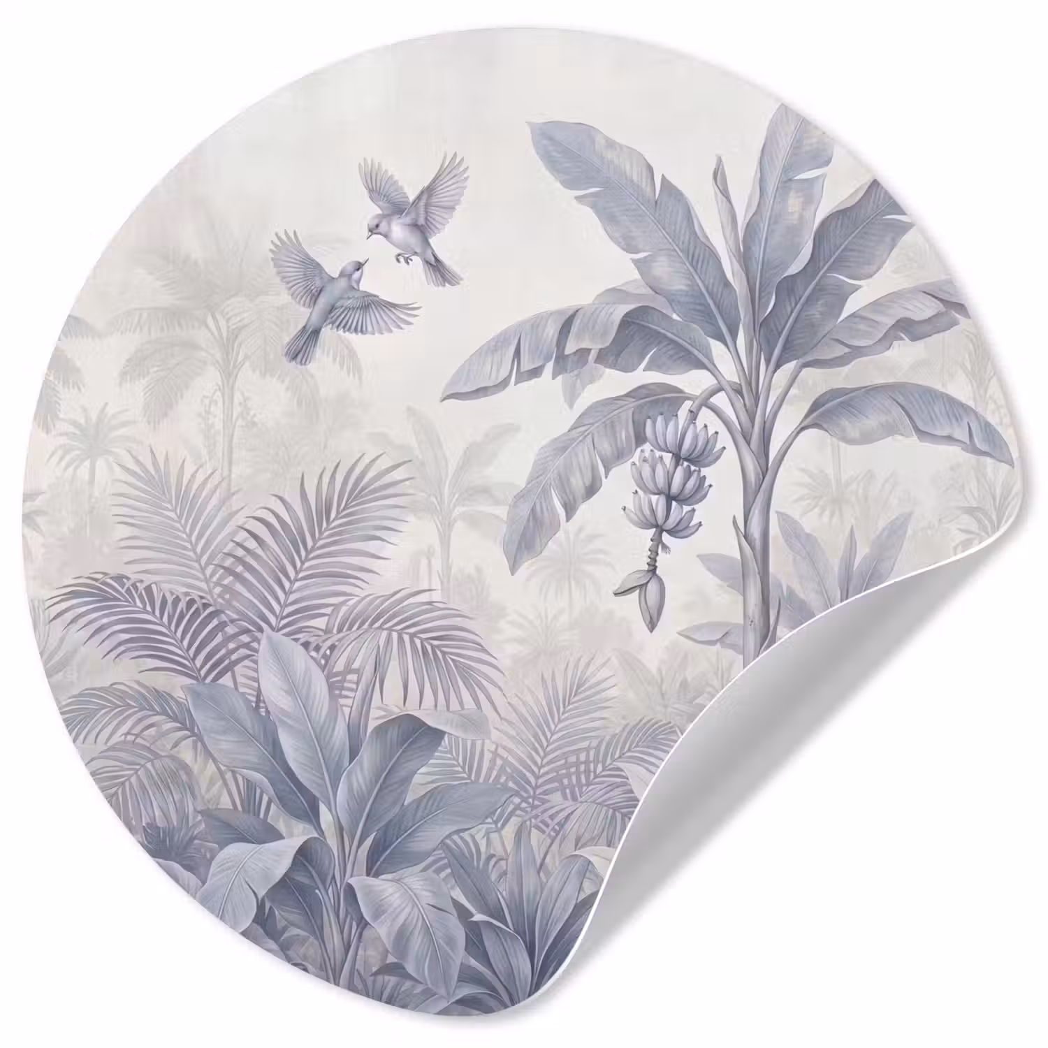 Natuur - Vogel - Jungle - Illustratie - Blauw Wandcirkel behangsticker klein -3d