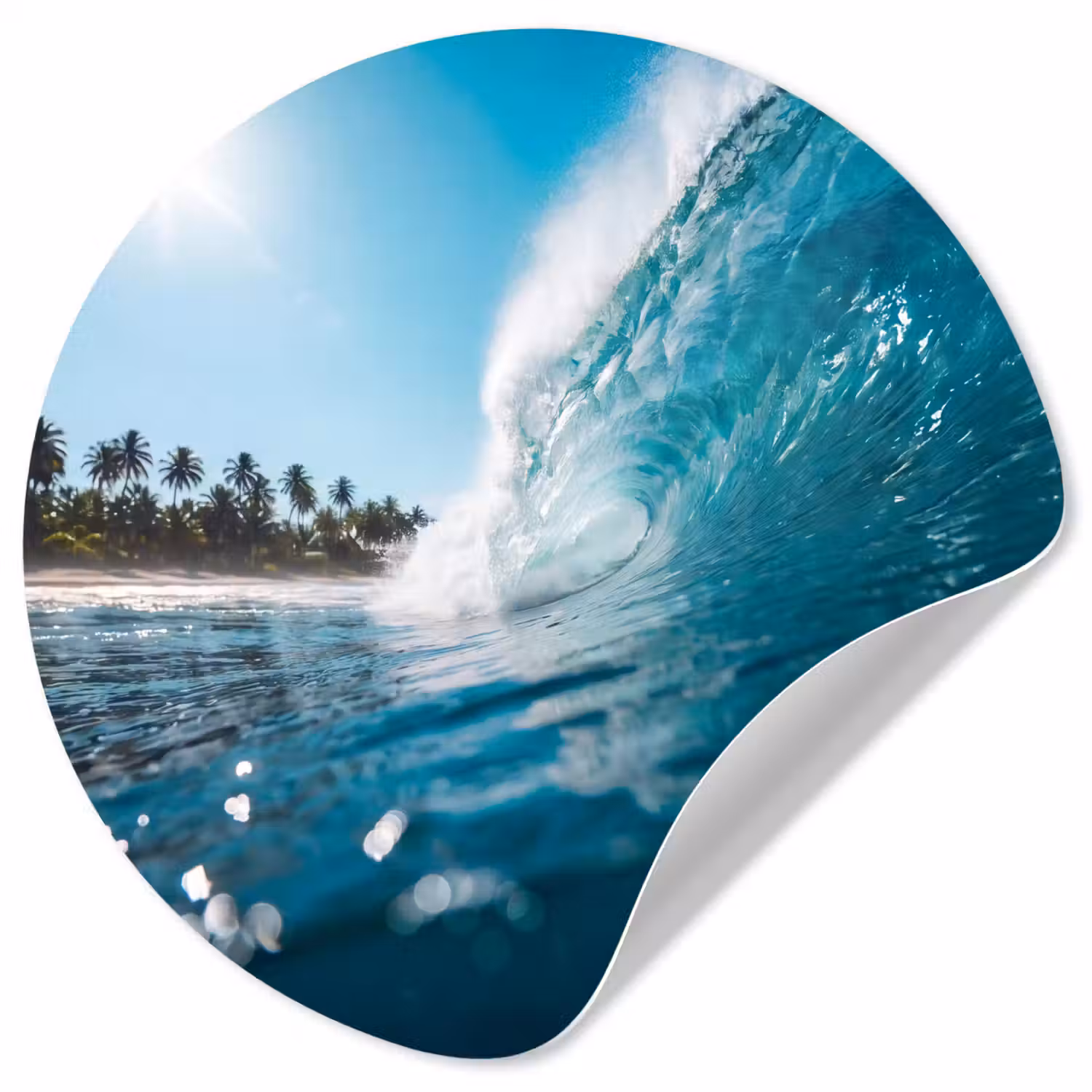 Oceaan - Golf - Strand - Natuur - Blauw Wandcirkel behangsticker klein -3d