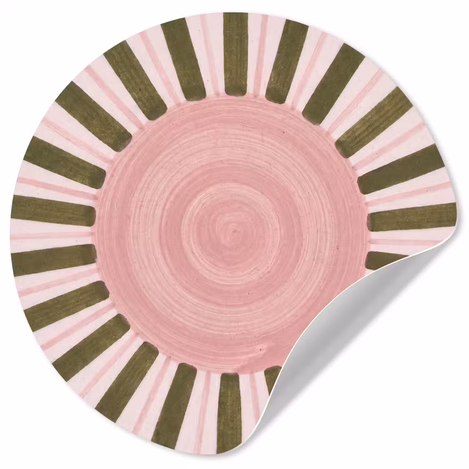 Patroon - Cirkel - Stralen - Abstract - Roze Wandcirkel behangsticker klein -3d
