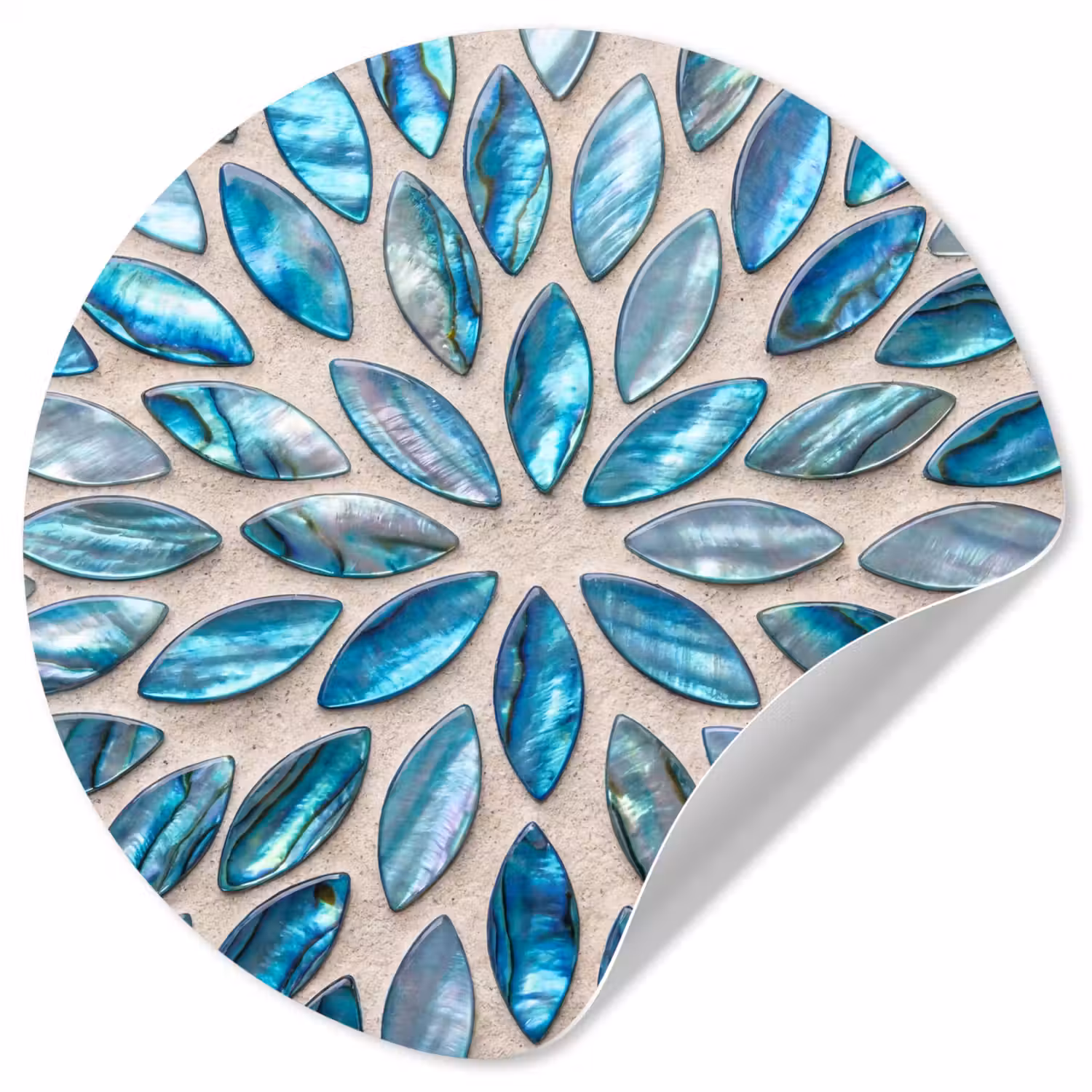 Patroon - Glans - Abstract - Blauw - Decoratie Wandcirkel behangsticker klein -3d
