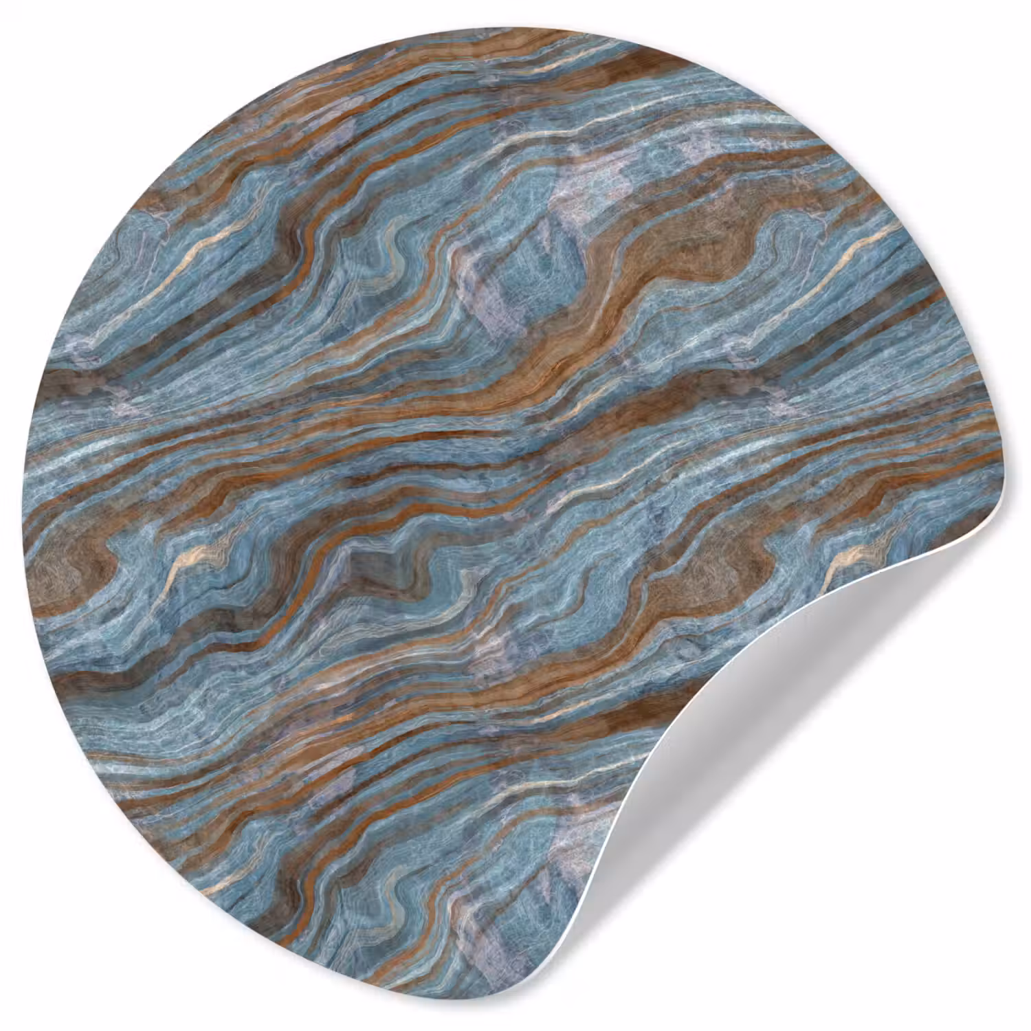 Patroon - Steen - Blauw Wandcirkel behangsticker klein 186 -3d