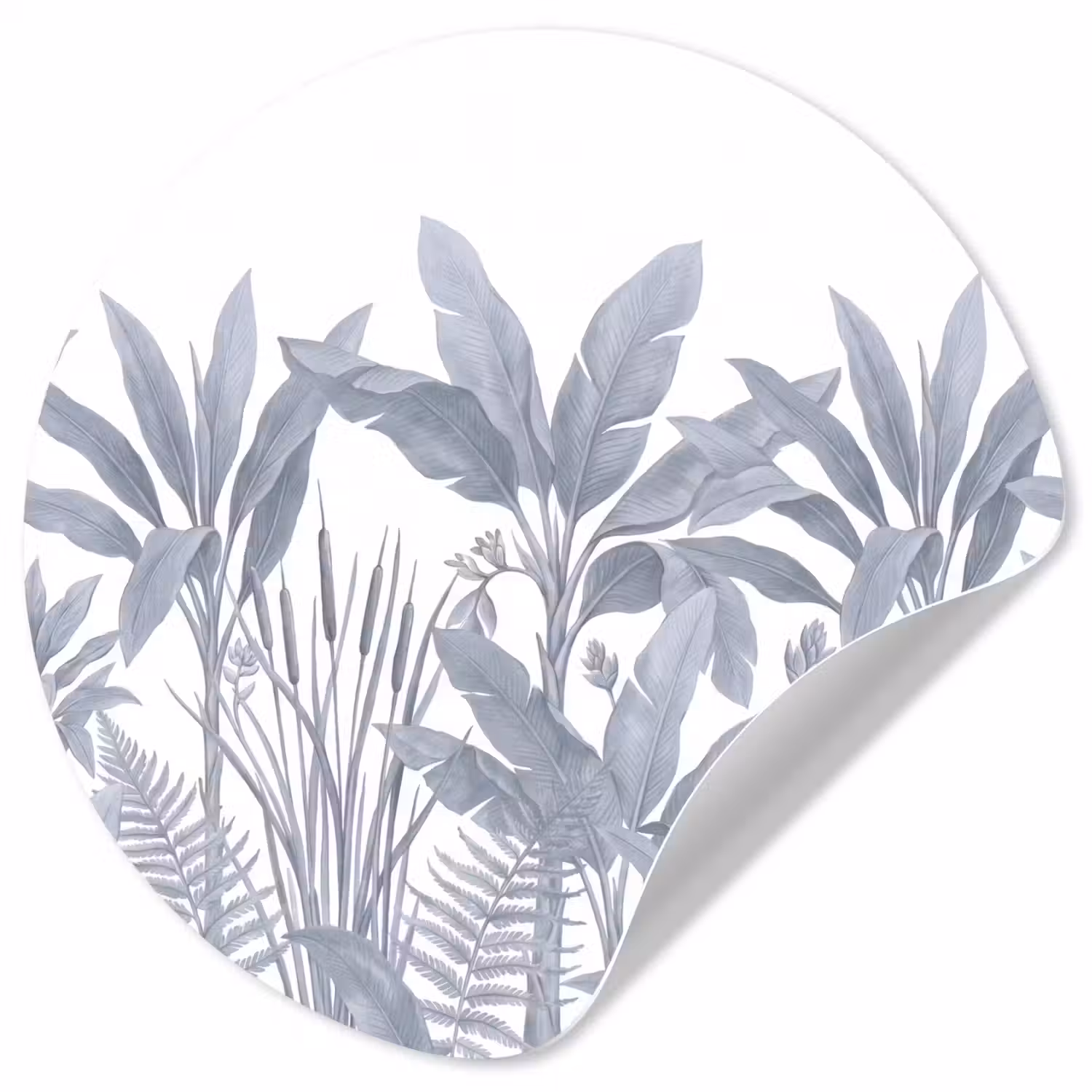 Planten - Bladeren - Natuur - Grijs Wandcirkel behangsticker klein -3d