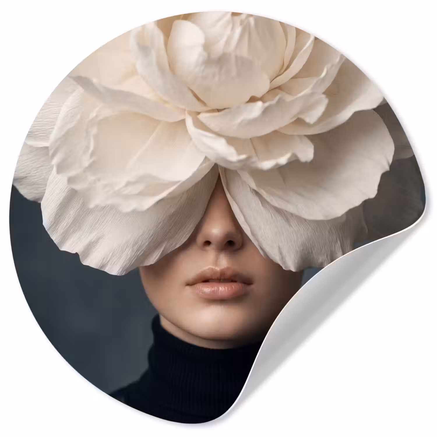Portret - Mysterieus - Wit Wandcirkel behangsticker klein -3d