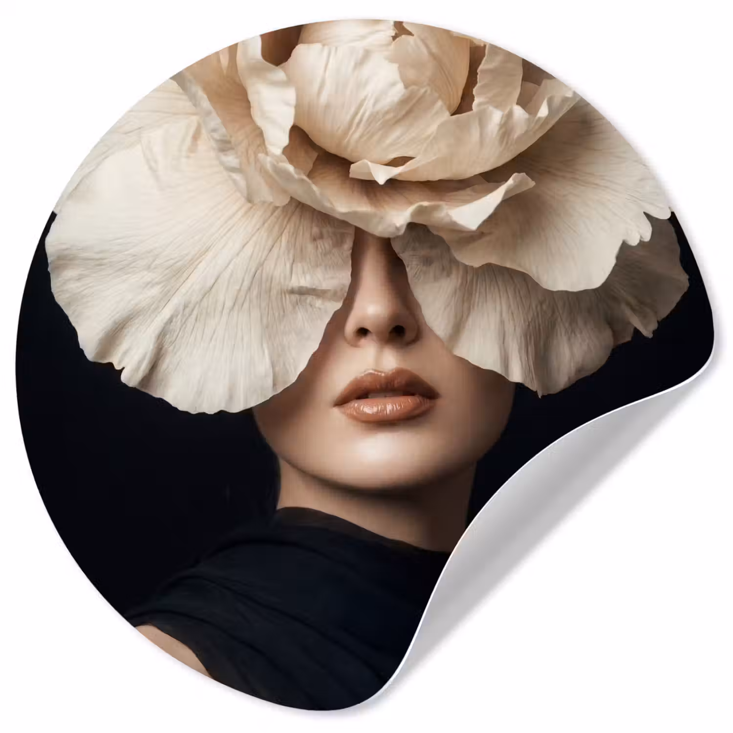 Roos - Tijdloos - Zwart Wandcirkel behangsticker klein -3d