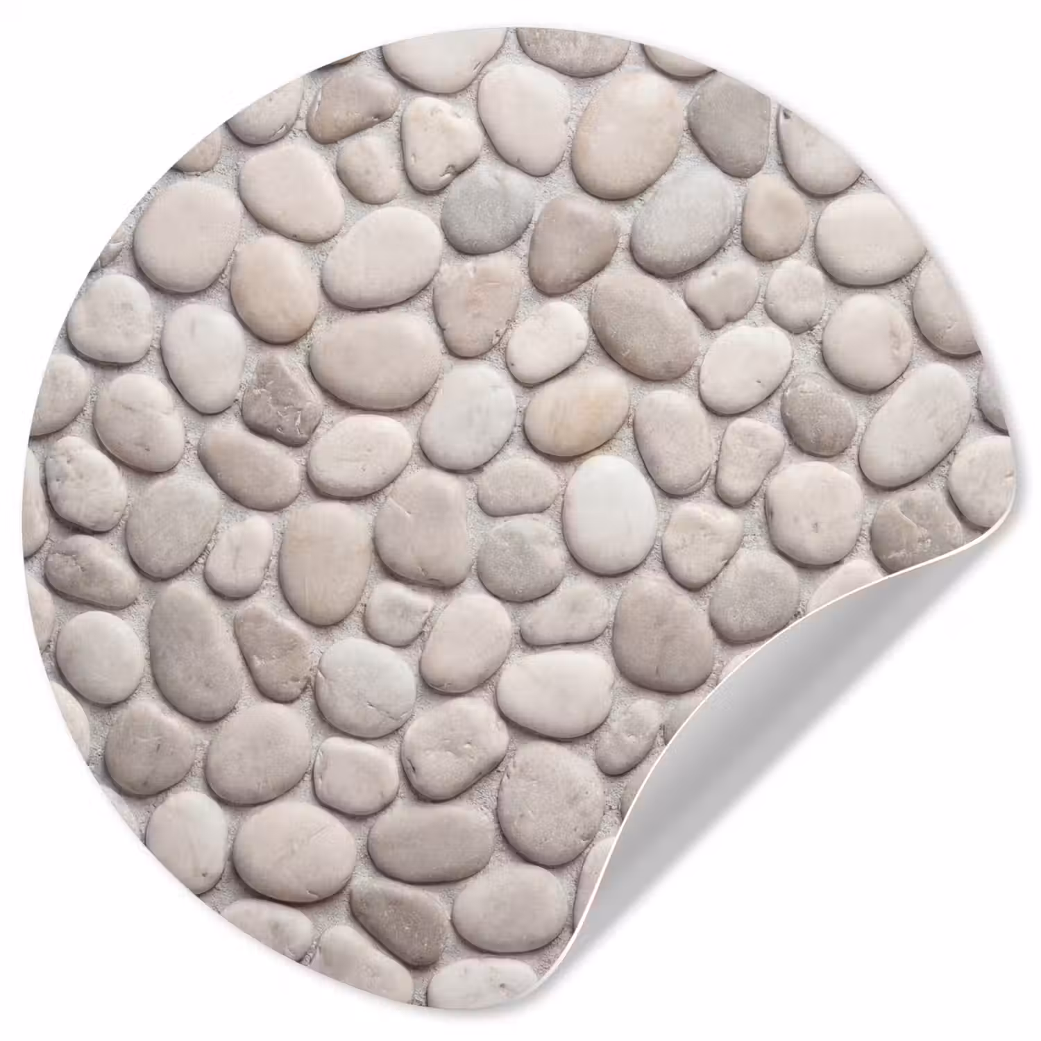 Steen - Kiezel - Natuur - Minimalistisch - Beige Wandcirkel behangsticker klein -3d