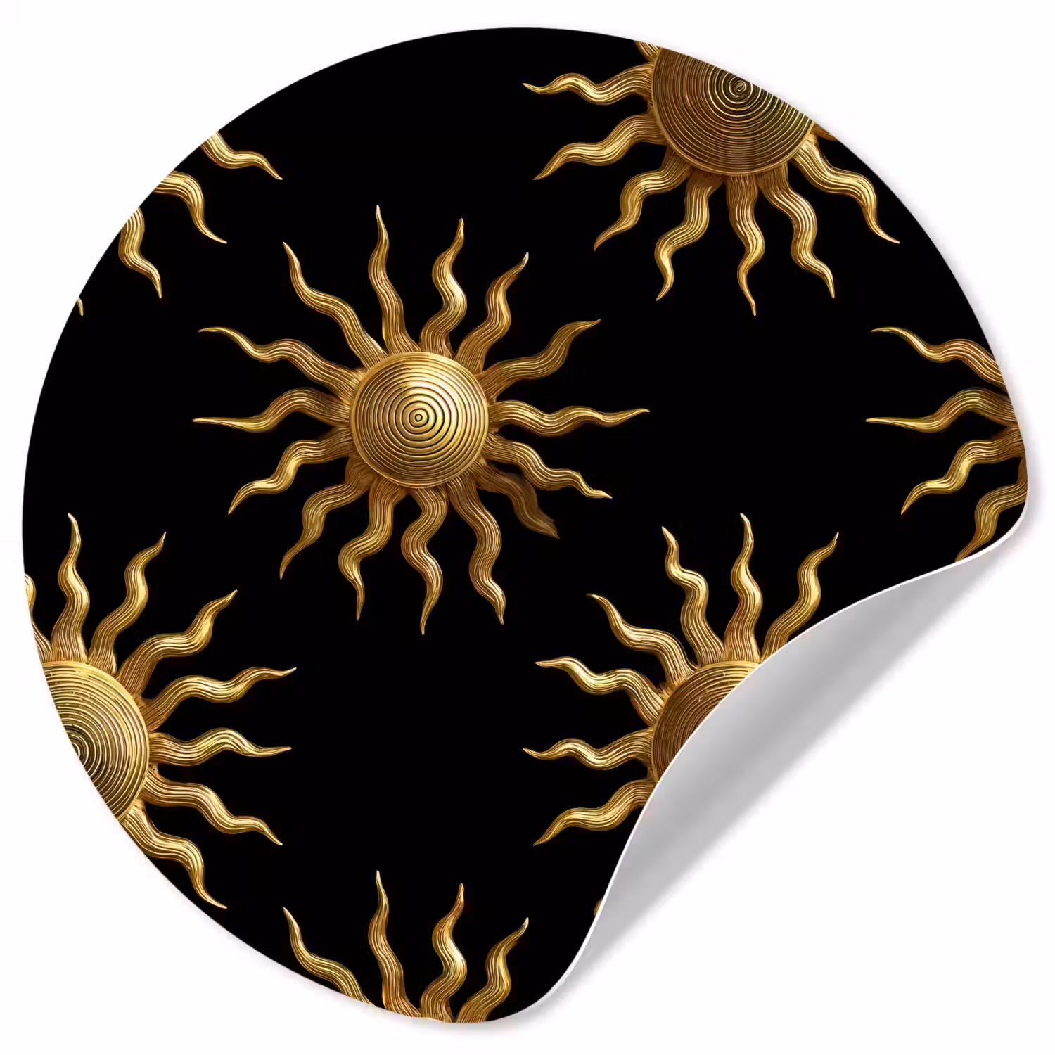 Zon - Patroon - Luxe - Goud - Zwart Wandcirkel behangsticker klein 186 -3d