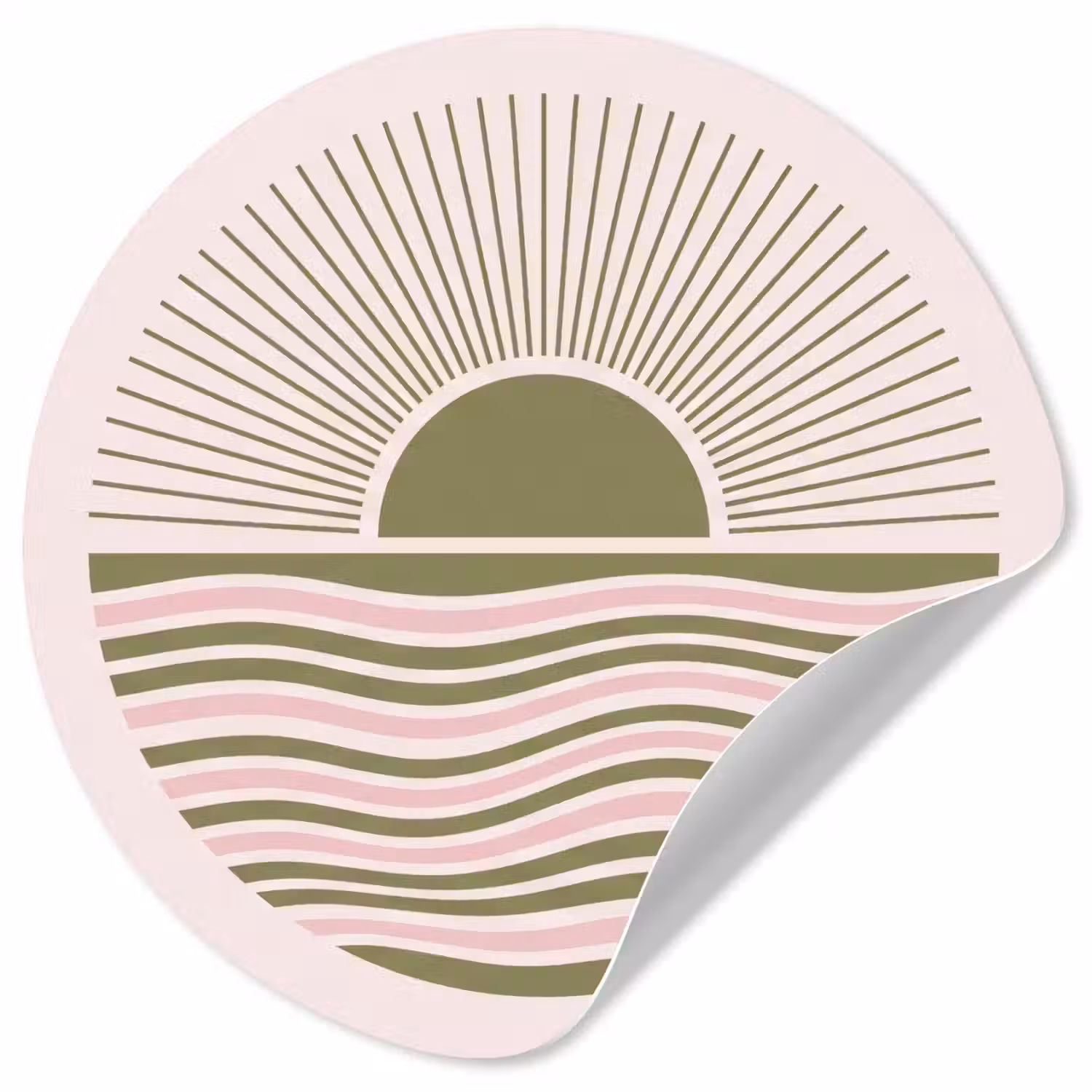Zon - Zee - Abstract - Modern - Roze Wandcirkel behangsticker klein -3d