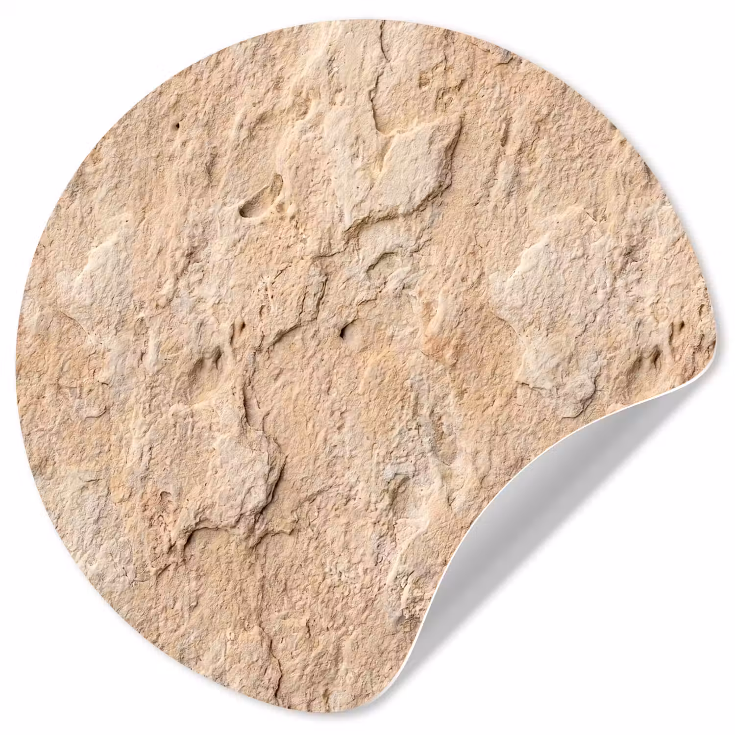 Textuur - Steen - Natuur - Beige Wandcirkel behangsticker klein -3d