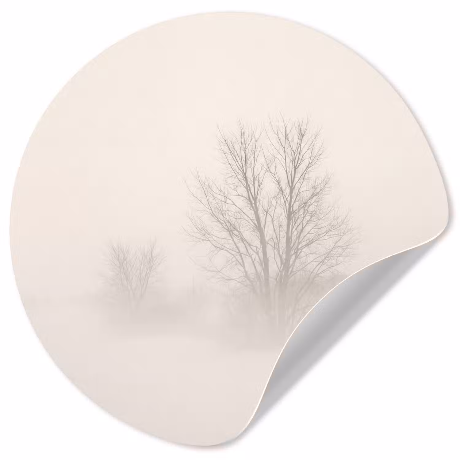 Boom - Mist - Sneeuw - Winter - Minimalistisch Wandcirkel behangsticker klein -3d