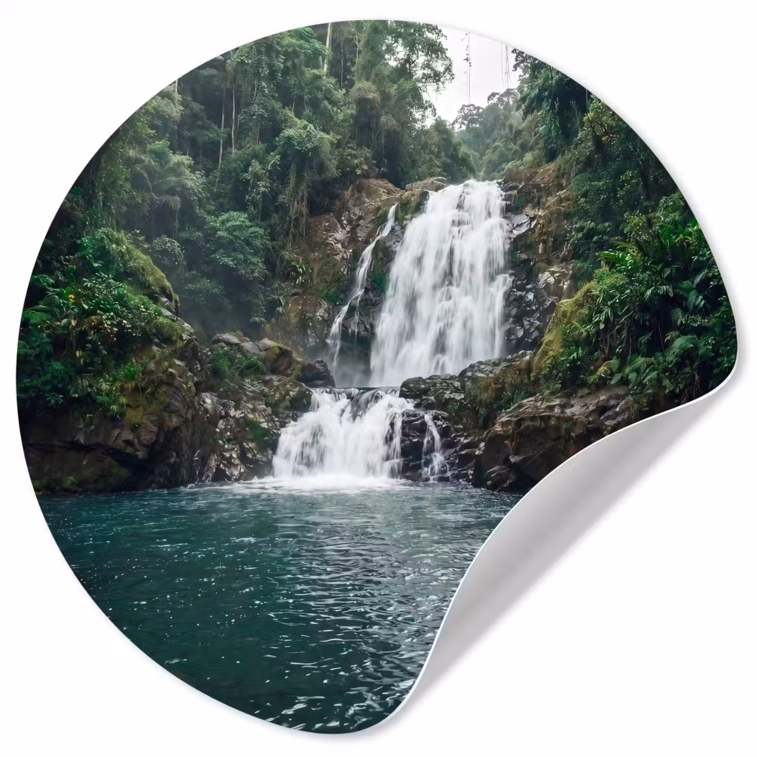 Waterfall - Forest - Nature - Greenkhgyguyg Wandcirkel behangsticker klein -3d