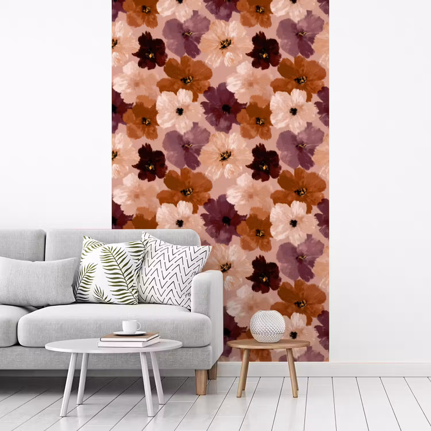 Bloemen - Abstract - Aardetinten fotobehang vinyl groot 66 -woonkamer
