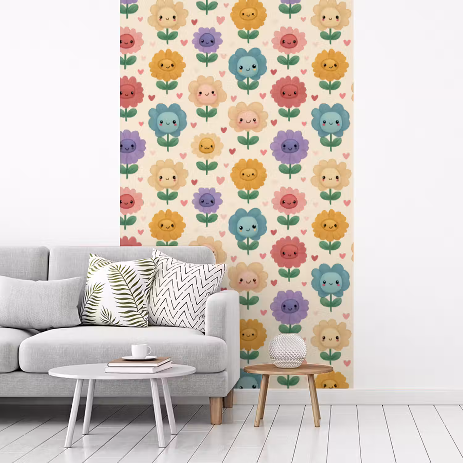 Bloemen - Hartjes - Kleurrijk fotobehang vinyl groot 66 -woonkamer