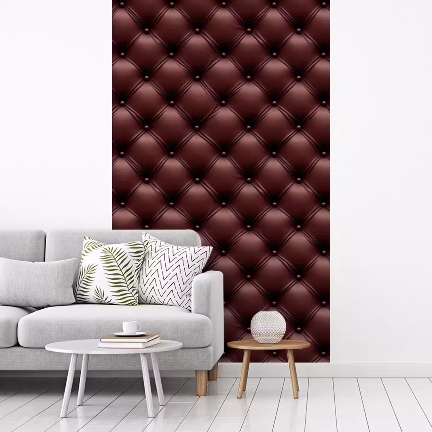 Leer - Patroon - Bordeaux fotobehang vinyl groot 66 -woonkamer