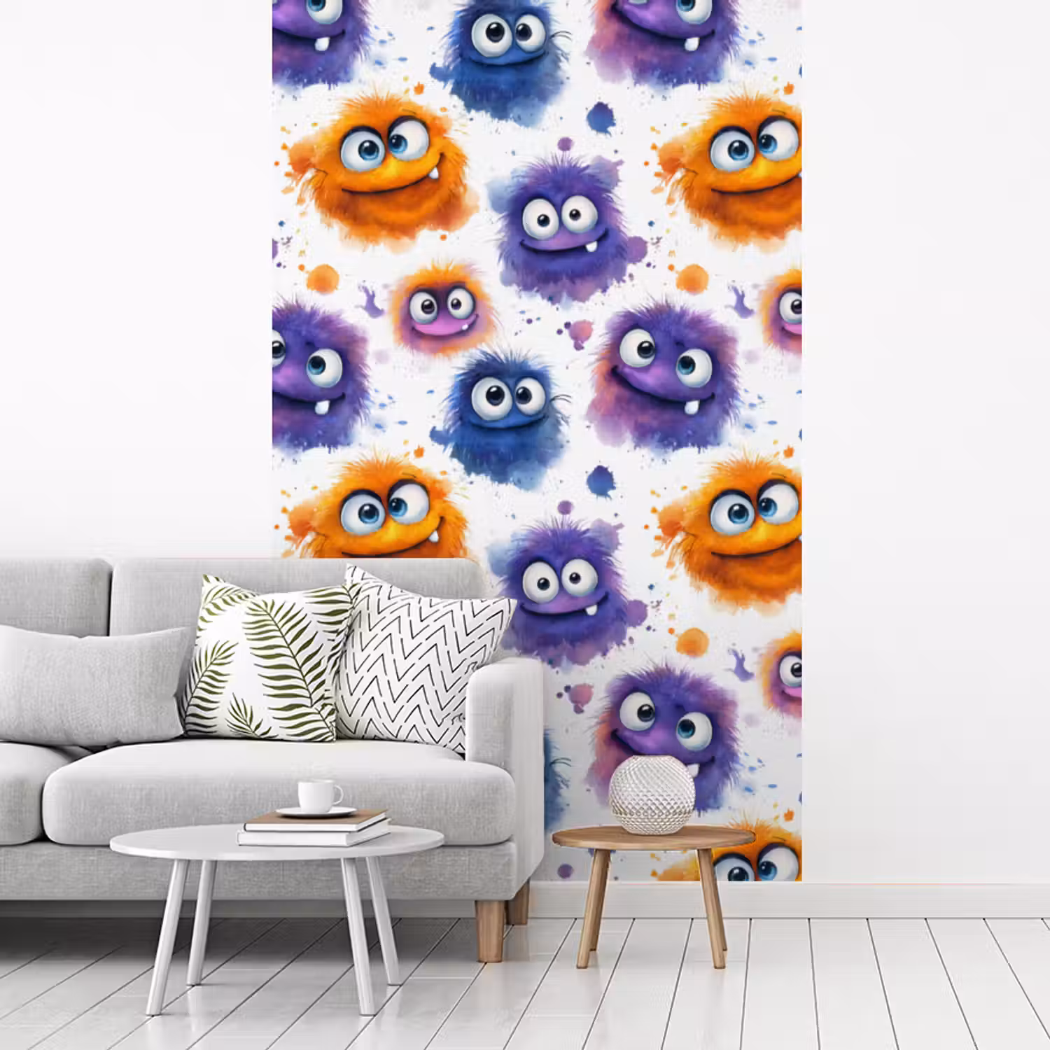 Monstertjes - Aquarel - Kleurrijk fotobehang vinyl groot 66 -woonkamer