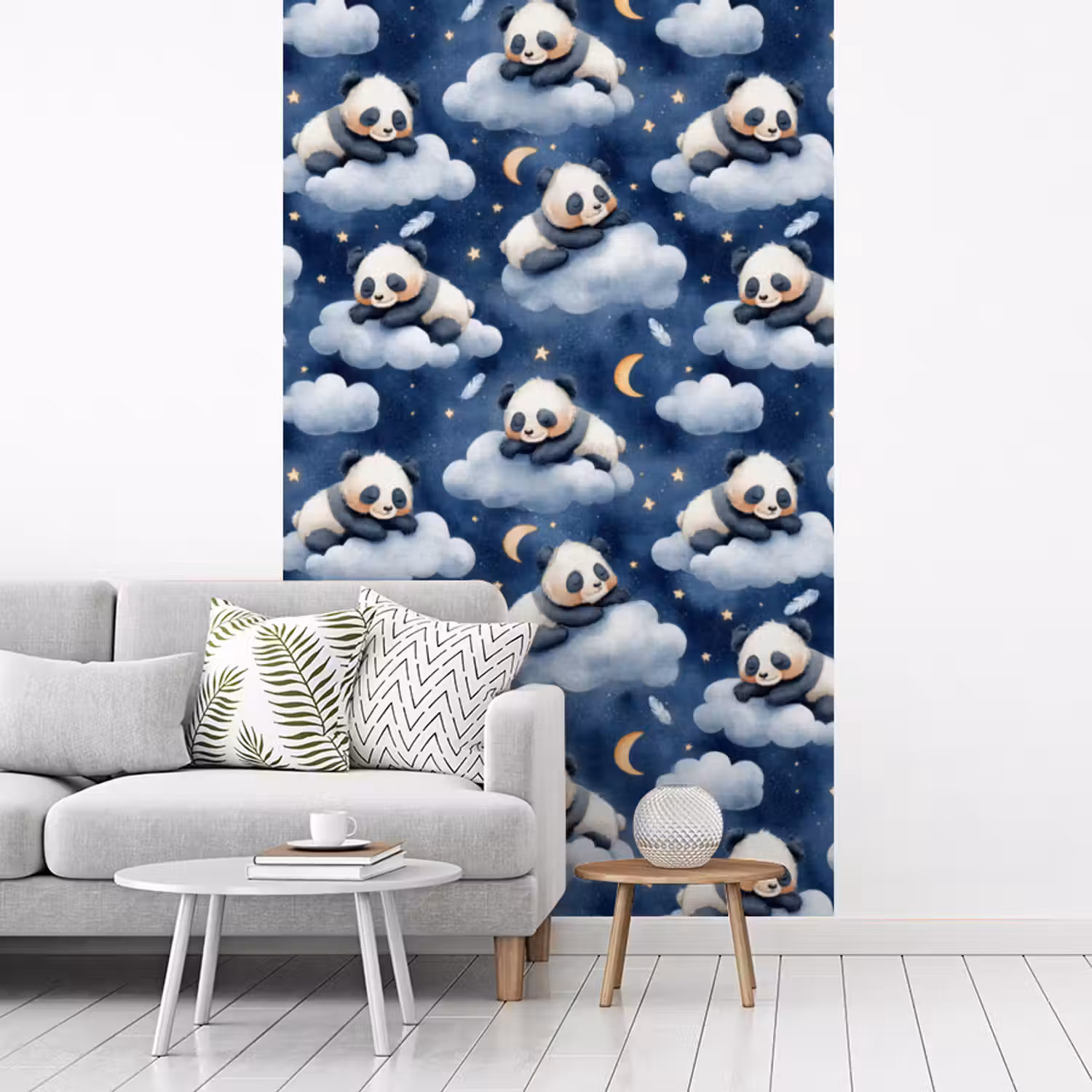 Panda's - Slapen - Blauw fotobehang vinyl groot 66 -woonkamer