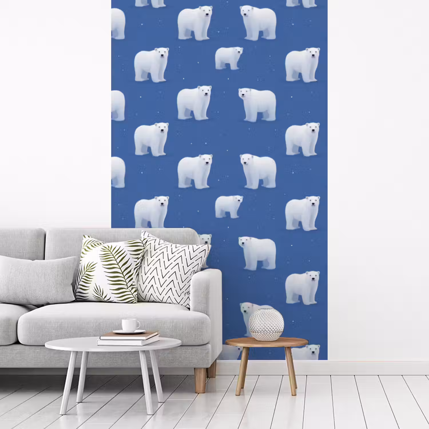 IJsbeer - Patroon - Blauw fotobehang vinyl groot 66 -woonkamer