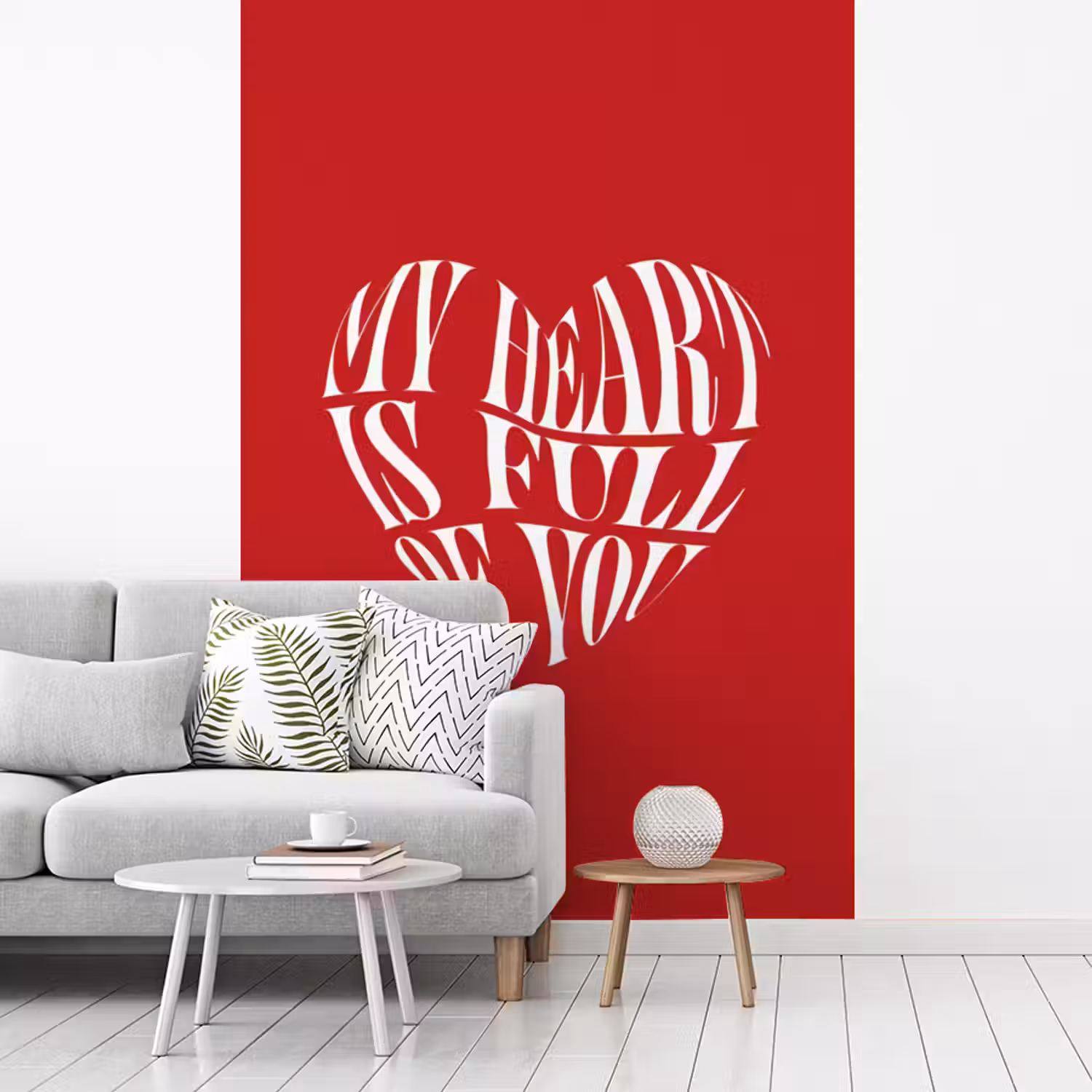 Rood - Hart- Tekst - Valentijn fotobehang vinyl groot -woonkamer