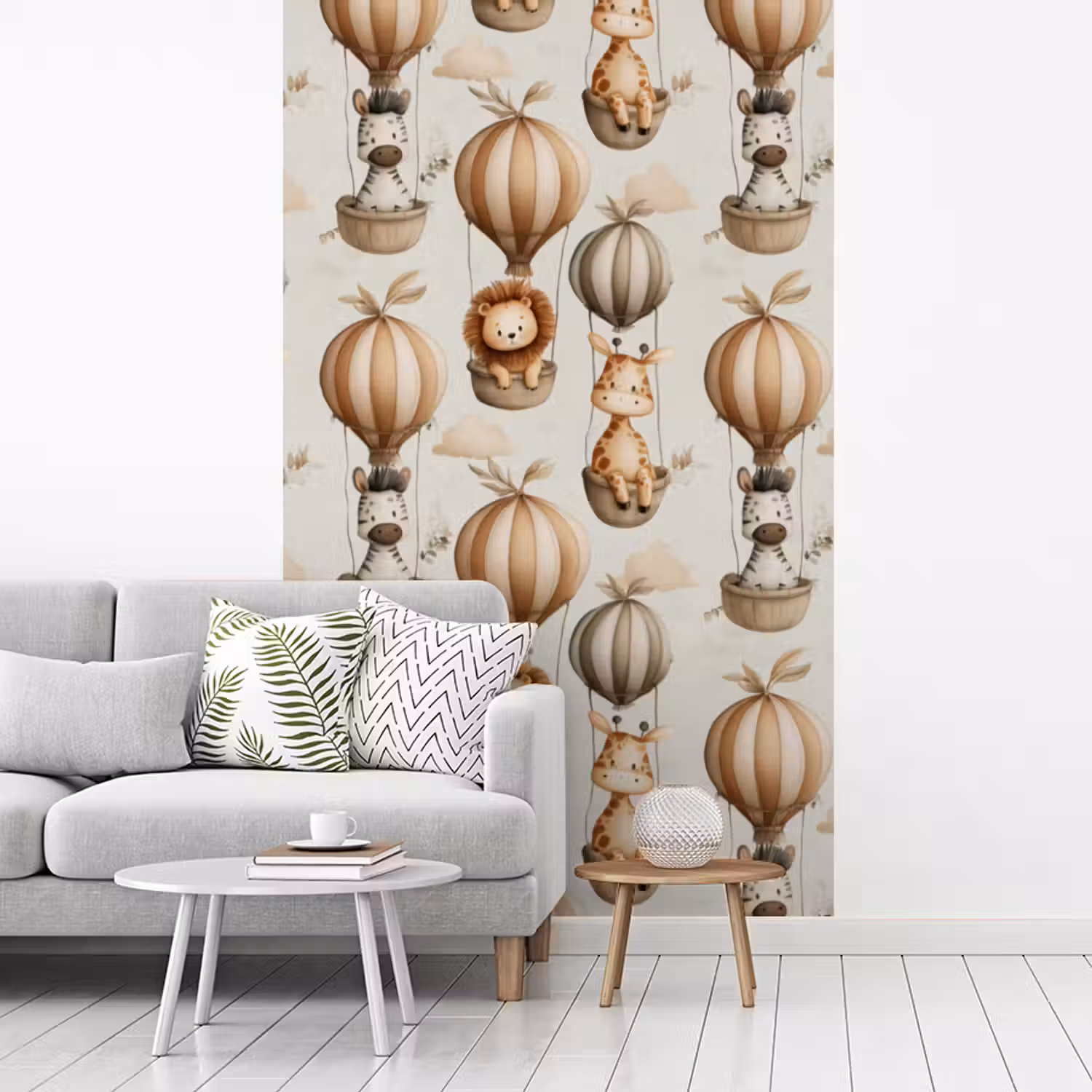 Safari - Luchtballonen - Taupe fotobehang vinyl groot 66 -woonkamer
