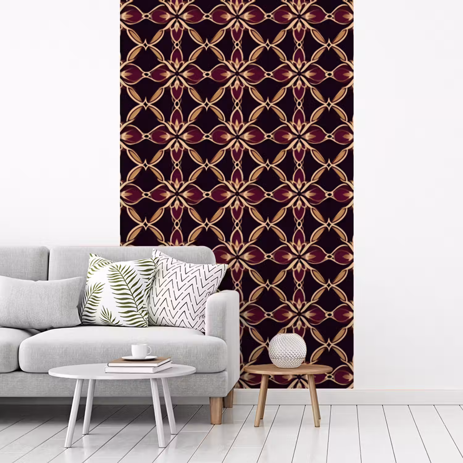 Symmetrisch - Tegel - Burgundy fotobehang vinyl groot 66 -woonkamer