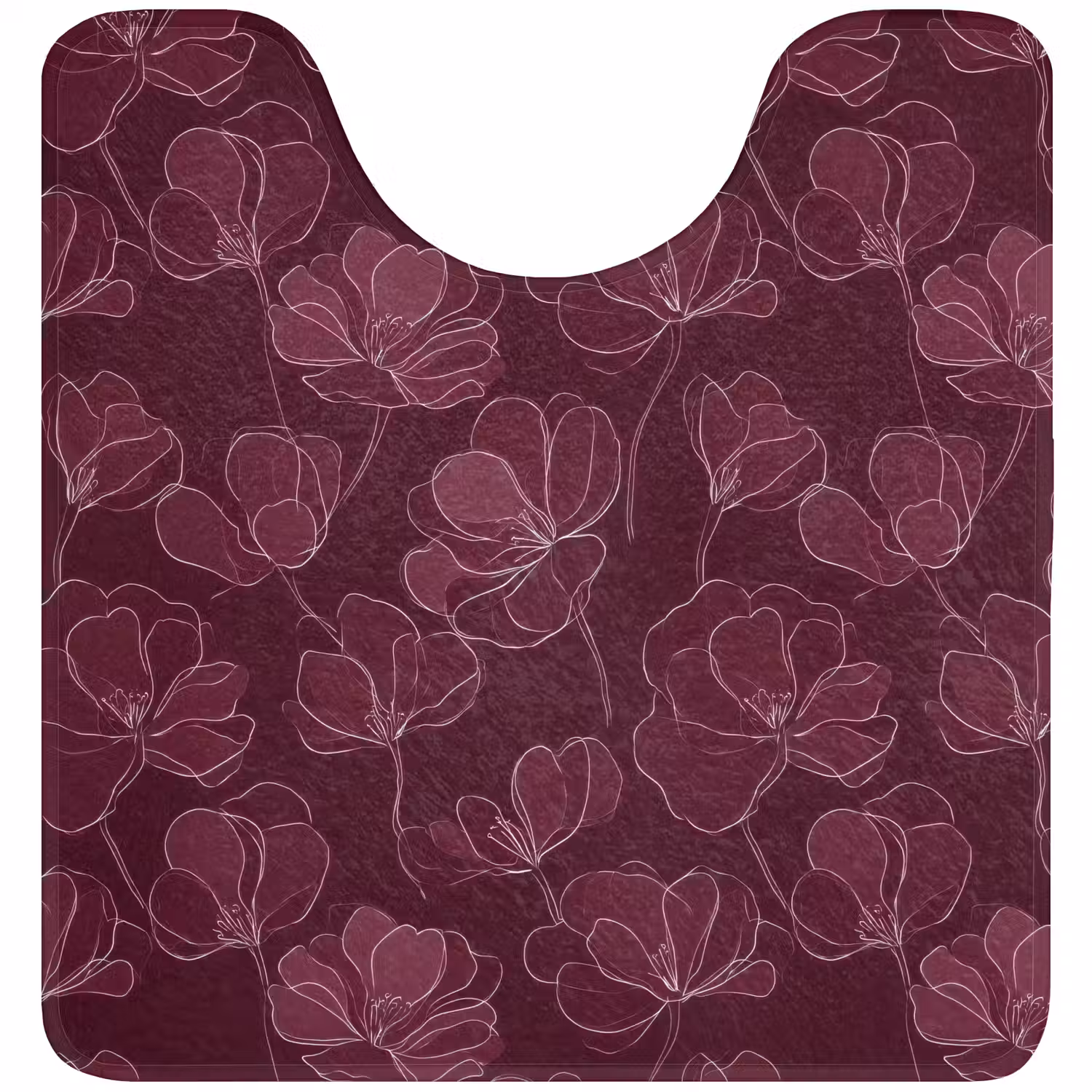 Bloemen - Patroon - Bordeauxrood WCmat U-uitsnede middel 1014 -3d