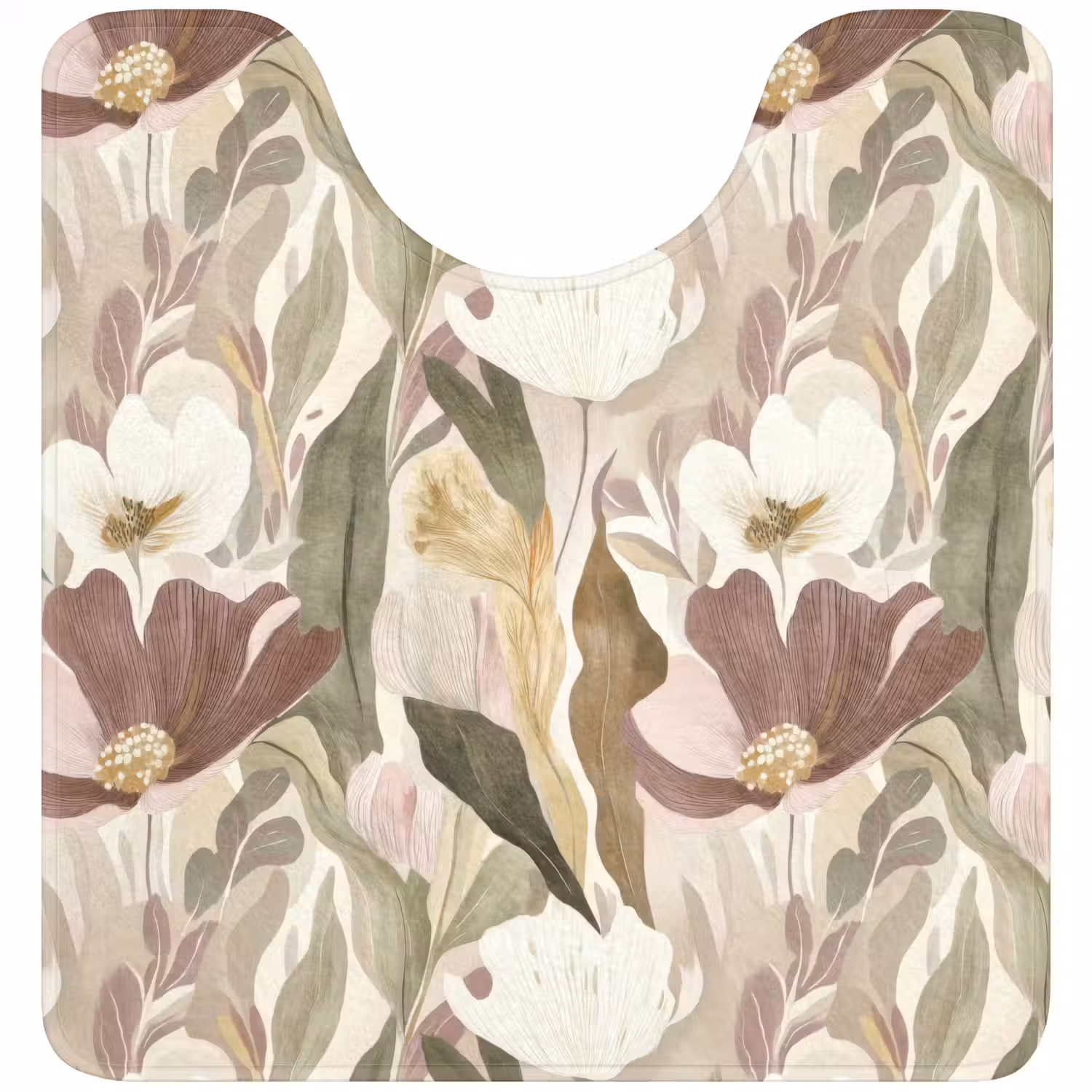 Bloemen - Aquarel - Kleurrijk WCmat U-uitsnede middel 1014 -3d