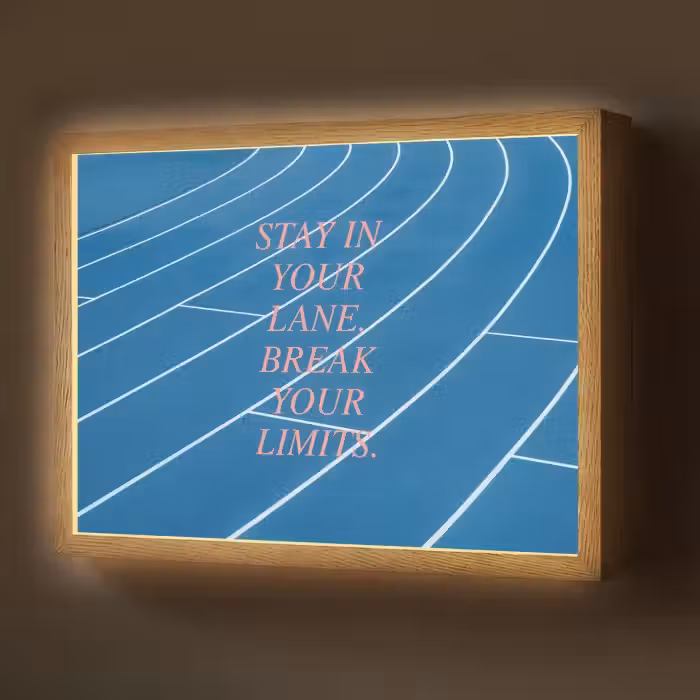 Atletiekbaan - Blauw - Tekst -Roze Light Box met batterij (Wandlamp) middel -z3d_website