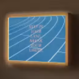 Atletiekbaan - Blauw - Tekst -Roze Light Box met batterij (Wandlamp) middel -z3d_website