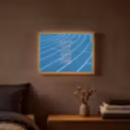 Atletiekbaan - Blauw - Tekst -Roze Light Box met batterij (Wandlamp) middel -sfeer4