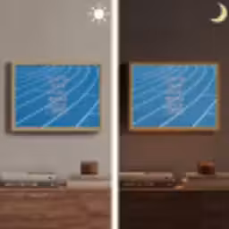 Atletiekbaan - Blauw - Tekst -Roze Light Box met batterij (Wandlamp) middel -sfeer3