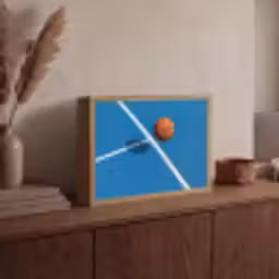 Basket - Bal - Blauw - Zwevend Light Box met batterij (Wandlamp) middel -sfeer2