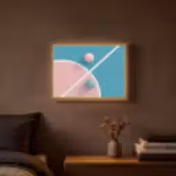 Basketbal - Pastel - Roze - BLauw Light Box met batterij (Wandlamp) middel -sfeer4