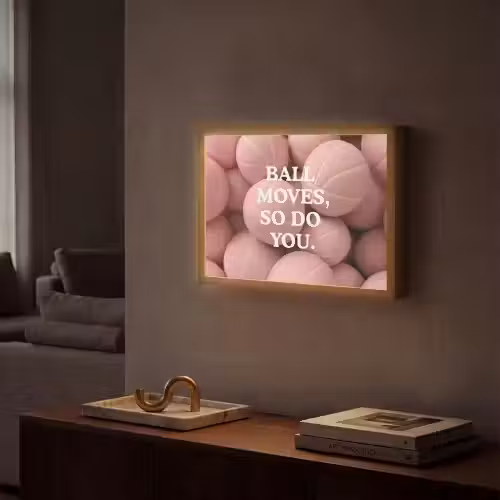 Basketballen - Roze - Quote - Sportief Light Box met batterij (Wandlamp) middel -sfeer1