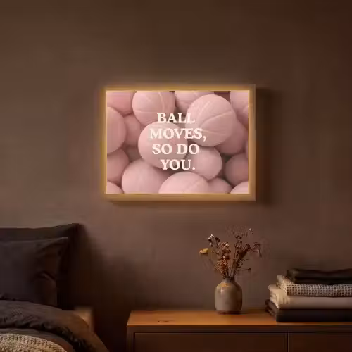 Basketballen - Roze - Quote - Sportief Light Box met batterij (Wandlamp) middel -sfeer4