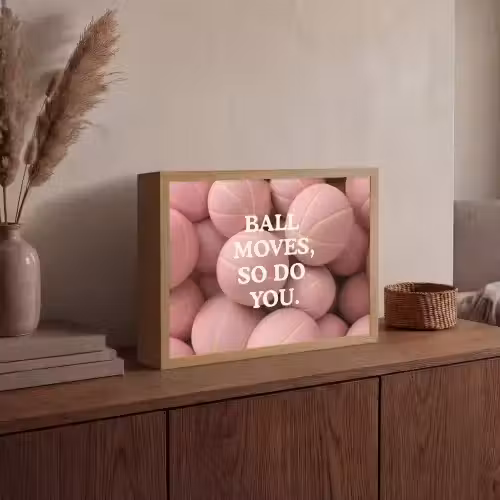 Basketballen - Roze - Quote - Sportief Light Box met batterij (Wandlamp) middel -sfeer2