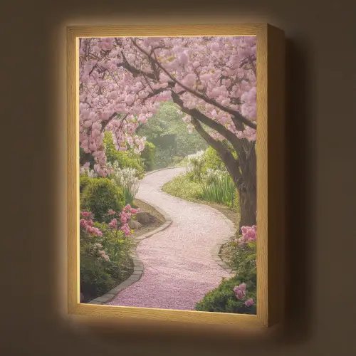 Kersenbloesem - Natuur - Sakura - Pad - Japanse tuin Light Box met batterij (Wandlamp) middel -z3d_website