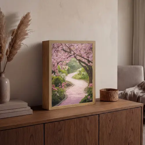 Kersenbloesem - Natuur - Sakura - Pad - Japanse tuin Light Box met batterij (Wandlamp) middel -sfeer2