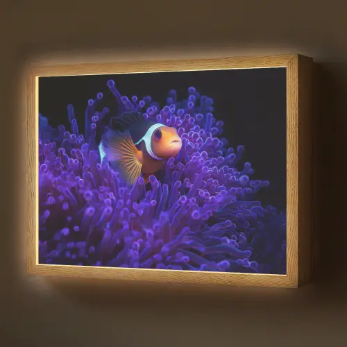 Koraal - Vis - Oranje - Zee Light Box met batterij (Wandlamp) middel -z3d_website