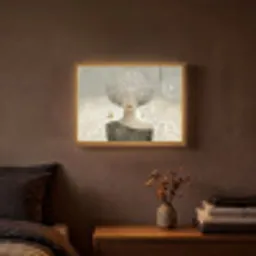 Pluis - Vrouw - Beige Light Box met batterij (Wandlamp) middel -sfeer4