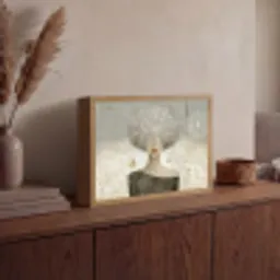 Pluis - Vrouw - Beige Light Box met batterij (Wandlamp) middel -sfeer2