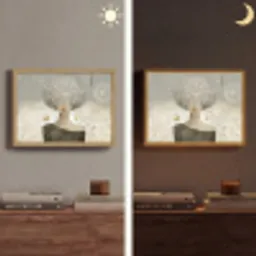 Pluis - Vrouw - Beige Light Box met batterij (Wandlamp) middel -sfeer3