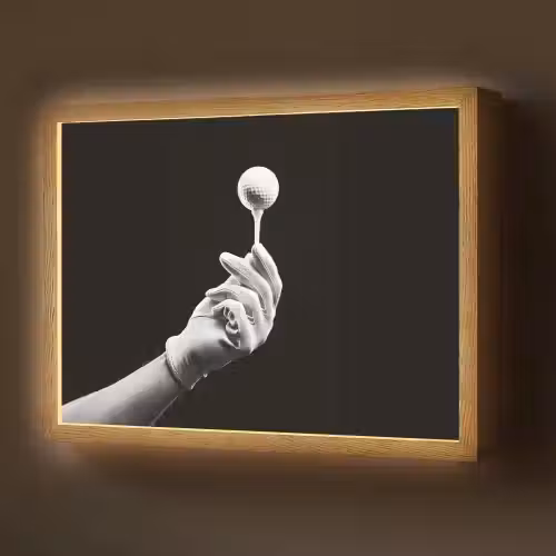 Golfbal - Zwart - Wit Light Box met batterij (Wandlamp) middel -z3d_website