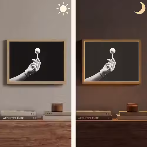 Golfbal - Zwart - Wit Light Box met batterij (Wandlamp) middel -sfeer3