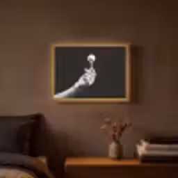 Golfbal - Zwart - Wit Light Box met batterij (Wandlamp) middel -sfeer4