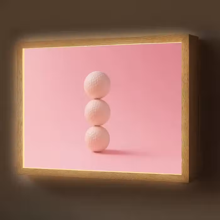 Golfballen - Roze - Drie Light Box met batterij (Wandlamp) middel -z3d_website
