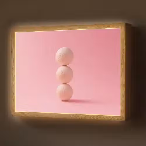 Golfballen - Roze - Drie Light Box met batterij (Wandlamp) middel -z3d_website