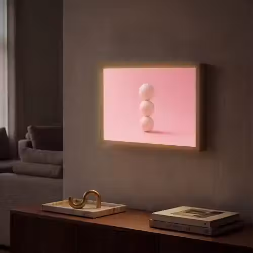 Golfballen - Roze - Drie Light Box met batterij (Wandlamp) middel -sfeer1